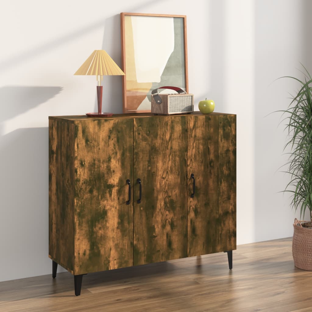 Dressoir 90x34x80 cm bewerkt hout gerookt eikenkleurig