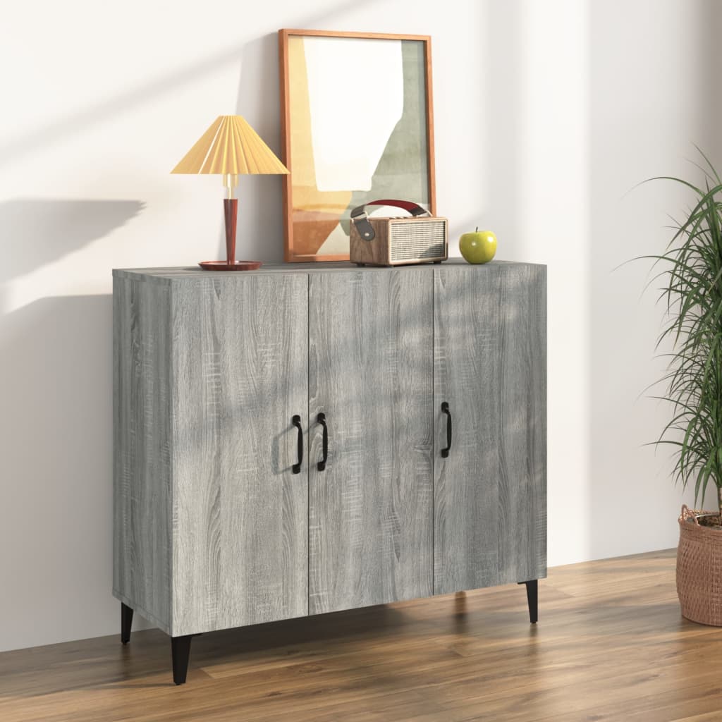 Dressoir 90x34x80 cm bewerkt hout grijs sonoma eikenkleurig