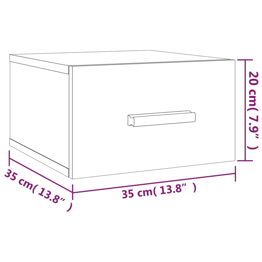 Nachtkastje wandgemonteerd 35x35x20 cm bruin eikenkleur – afbeelding 10