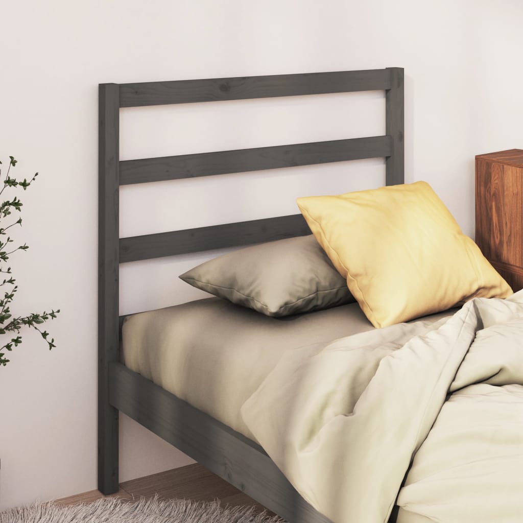 Hoofdbord 81x4x100 cm massief grenenhout grijs – afbeelding 1