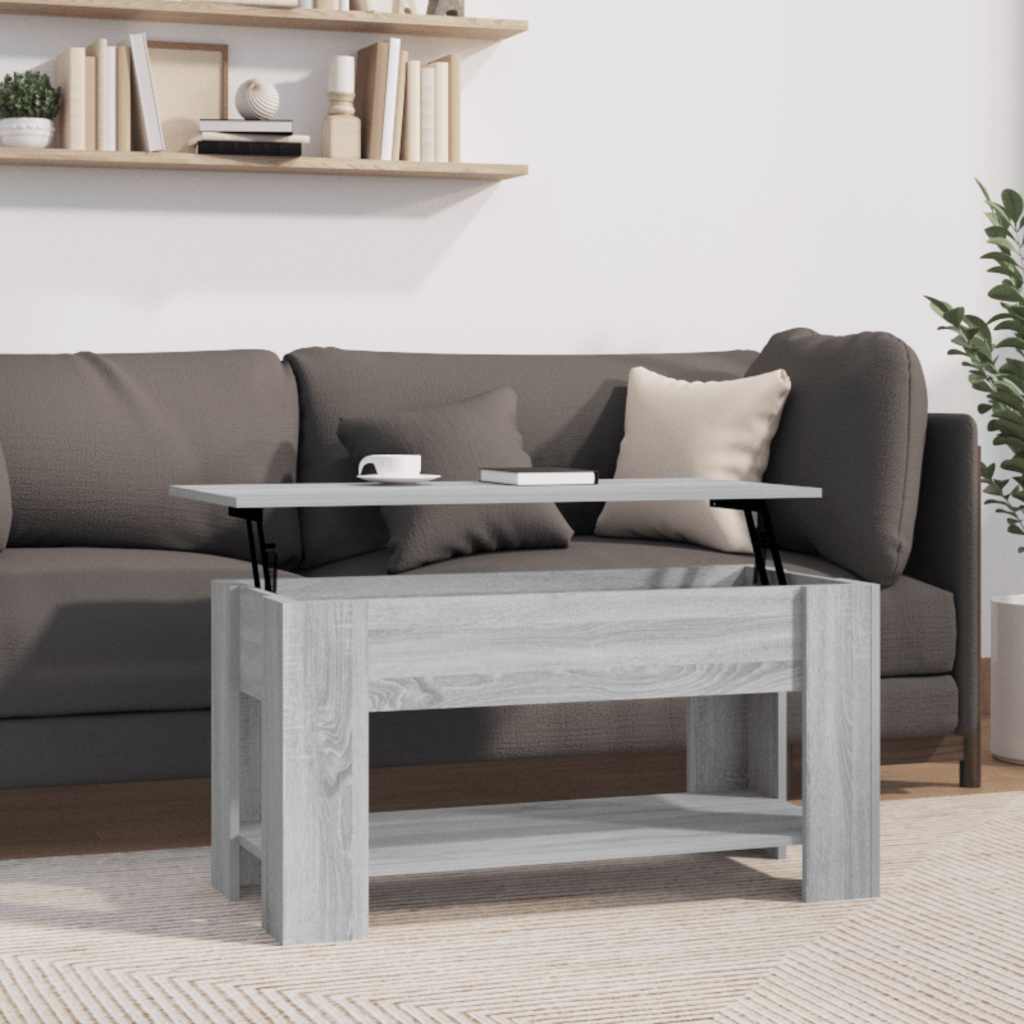 Salontafel 101x49x52 cm bewerkt hout grijs sonoma eikenkleurig – afbeelding 1