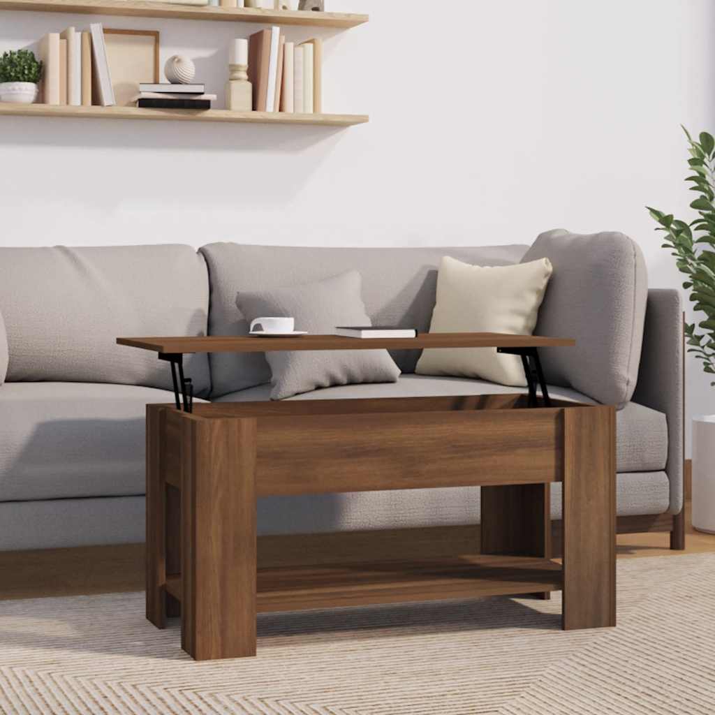 Salontafel 101x49x52 cm bewerkt hout bruin eikenkleur – afbeelding 1
