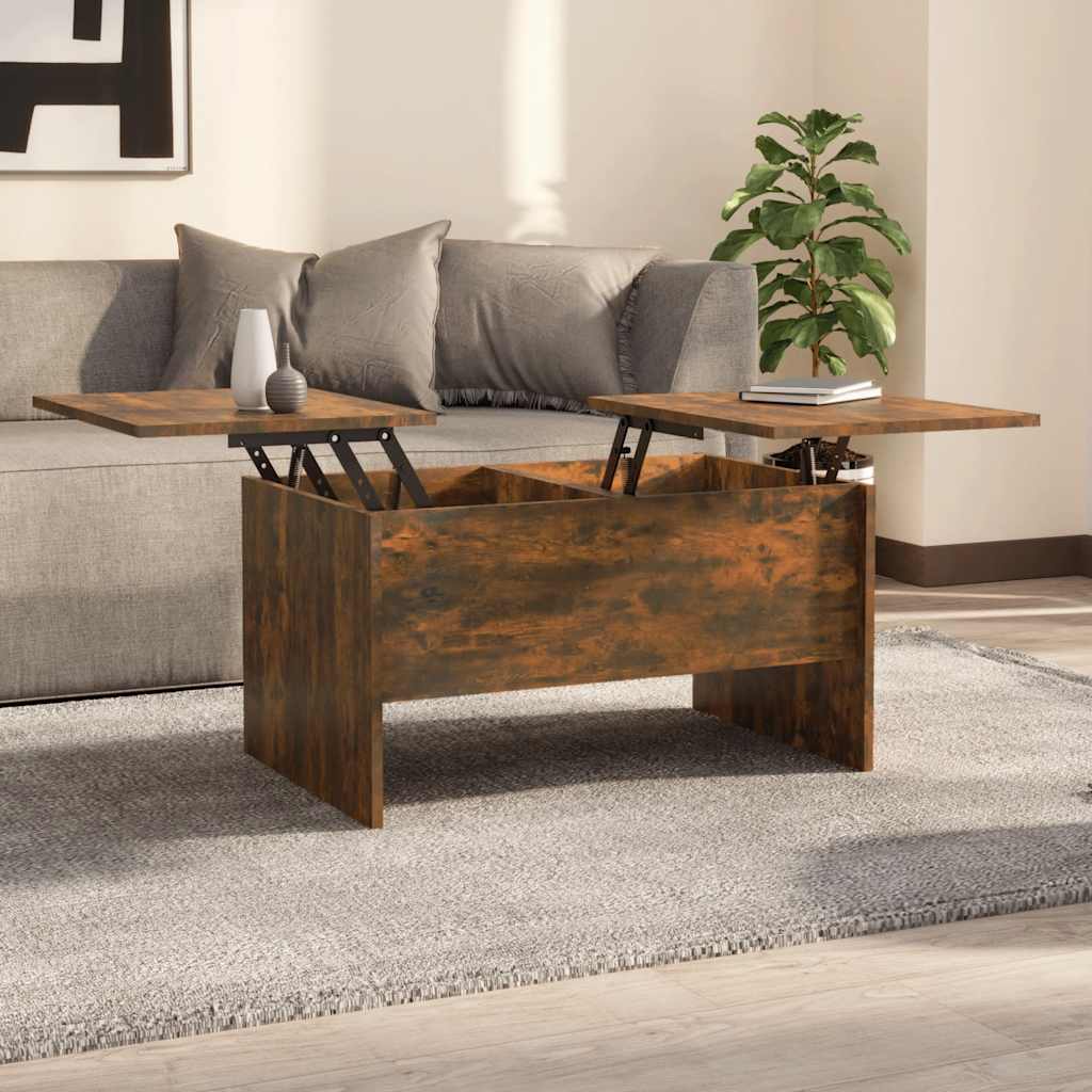 Salontafel 80x50x42,5 cm bewerkt hout gerookt eikenkleurig