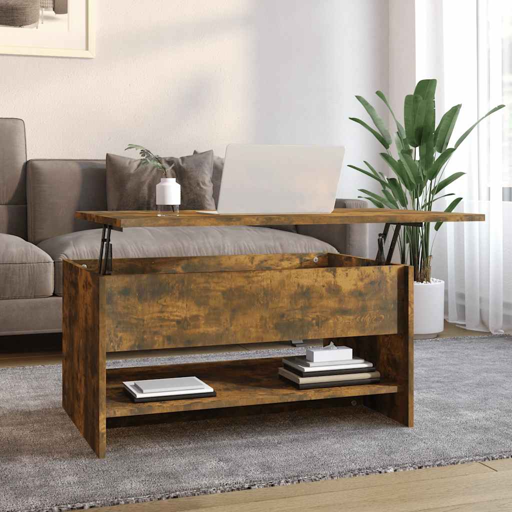 Salontafel 80x50x40 cm bewerkt hout gerookt eikenkleurig – afbeelding 1