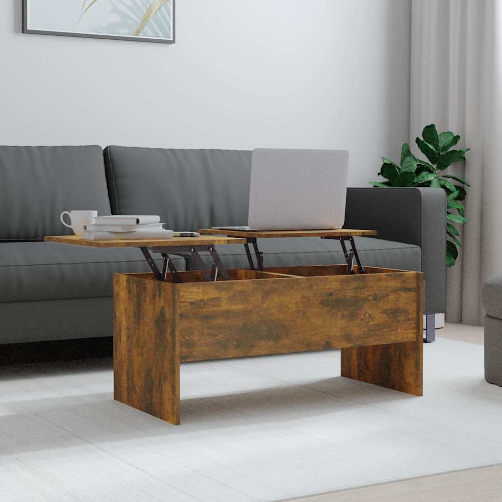 Salontafel 102x50,5x46,5 cm bewerkt hout gerookt eikenkleurig – afbeelding 1