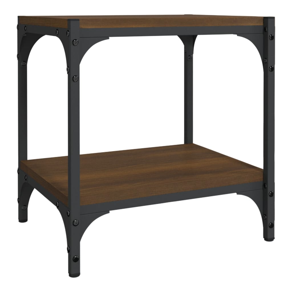 Tv-meubel 40x33x41 cm bewerkt hout en staal bruin eikenkleur – afbeelding 2
