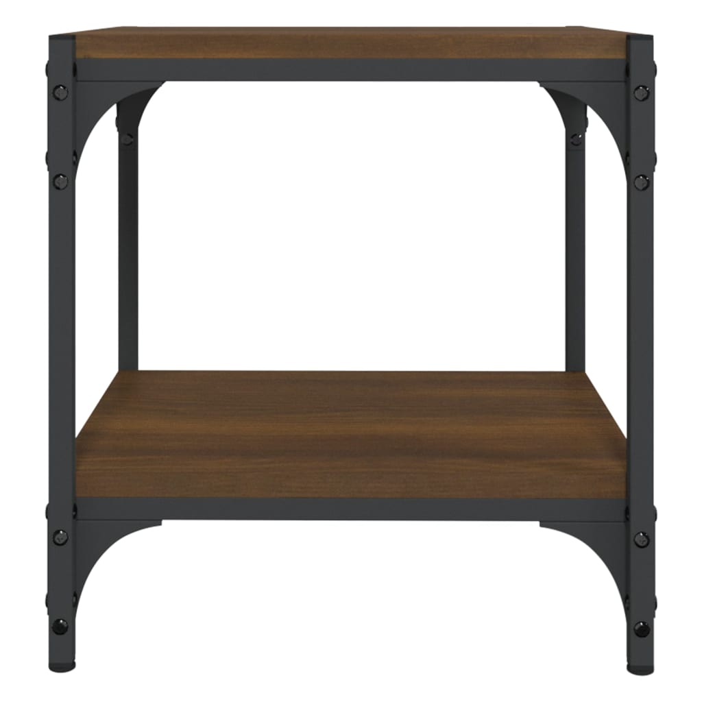 Tv-meubel 40x33x41 cm bewerkt hout en staal bruin eikenkleur – afbeelding 4