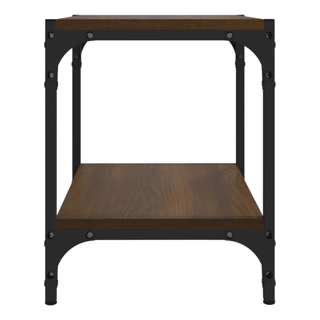 Tv-meubel 40x33x41 cm bewerkt hout en staal bruin eikenkleur – afbeelding 5