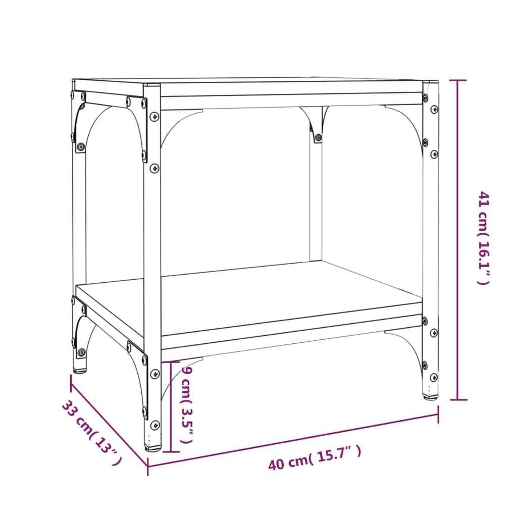 Tv-meubel 40x33x41 cm bewerkt hout en staal bruin eikenkleur – afbeelding 9