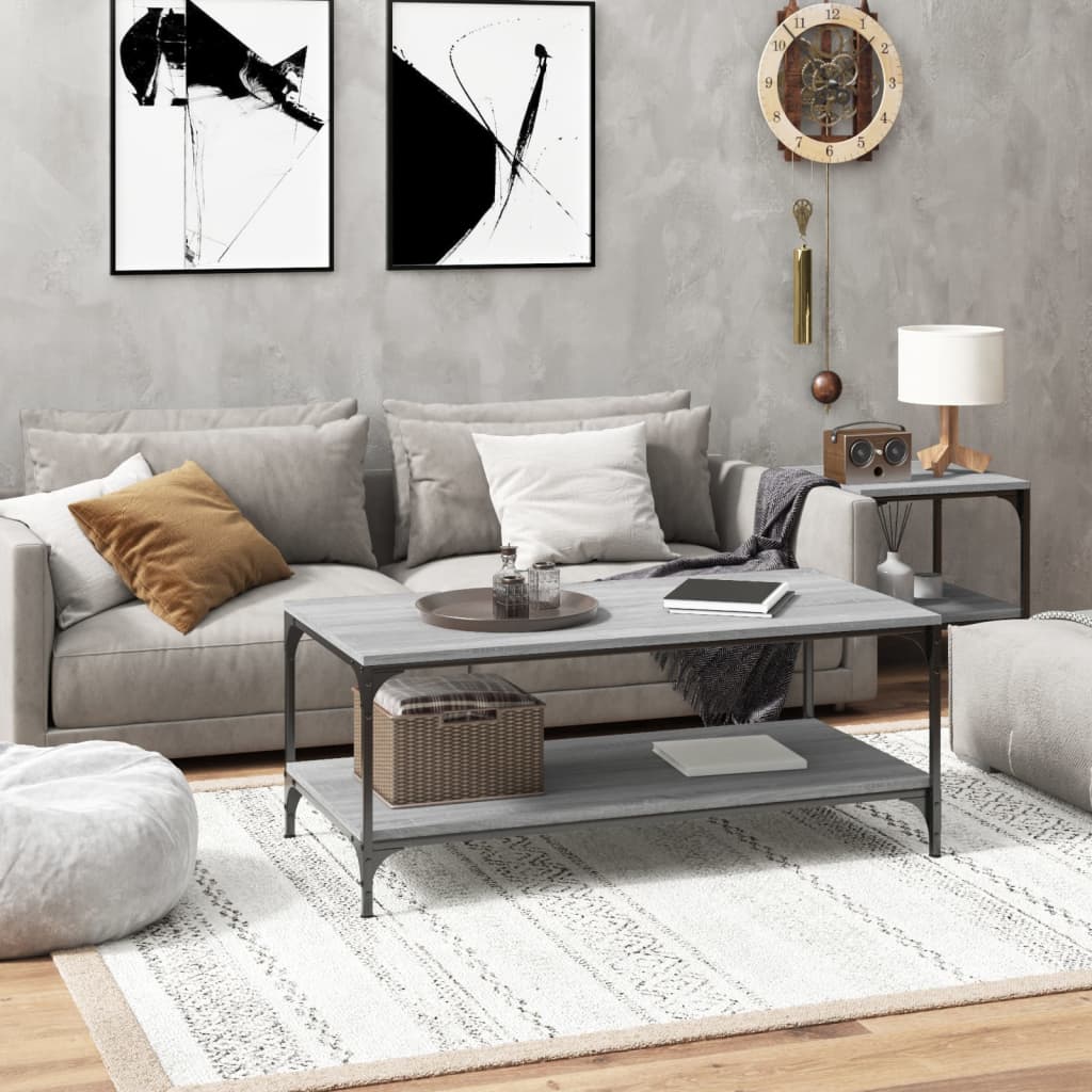 Salontafel 80x50x40 cm bewerkt hout grijs sonoma eiken – afbeelding 1