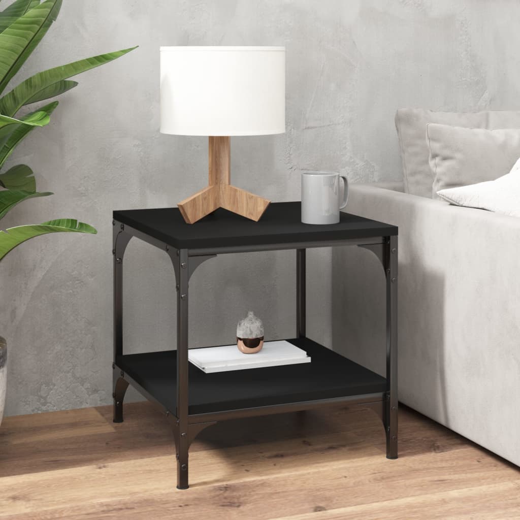 Bijzettafel 40x40x40 cm bewerkt hout zwart – afbeelding 1