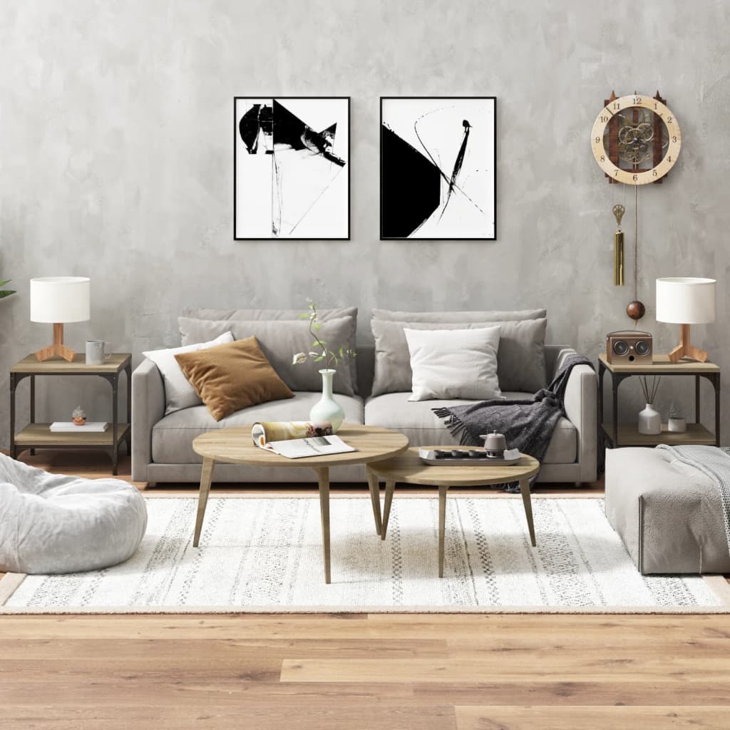 Bijzettafels 2 st 40x40x40 cm bewerkt hout sonoma eikenkleurig – afbeelding 1