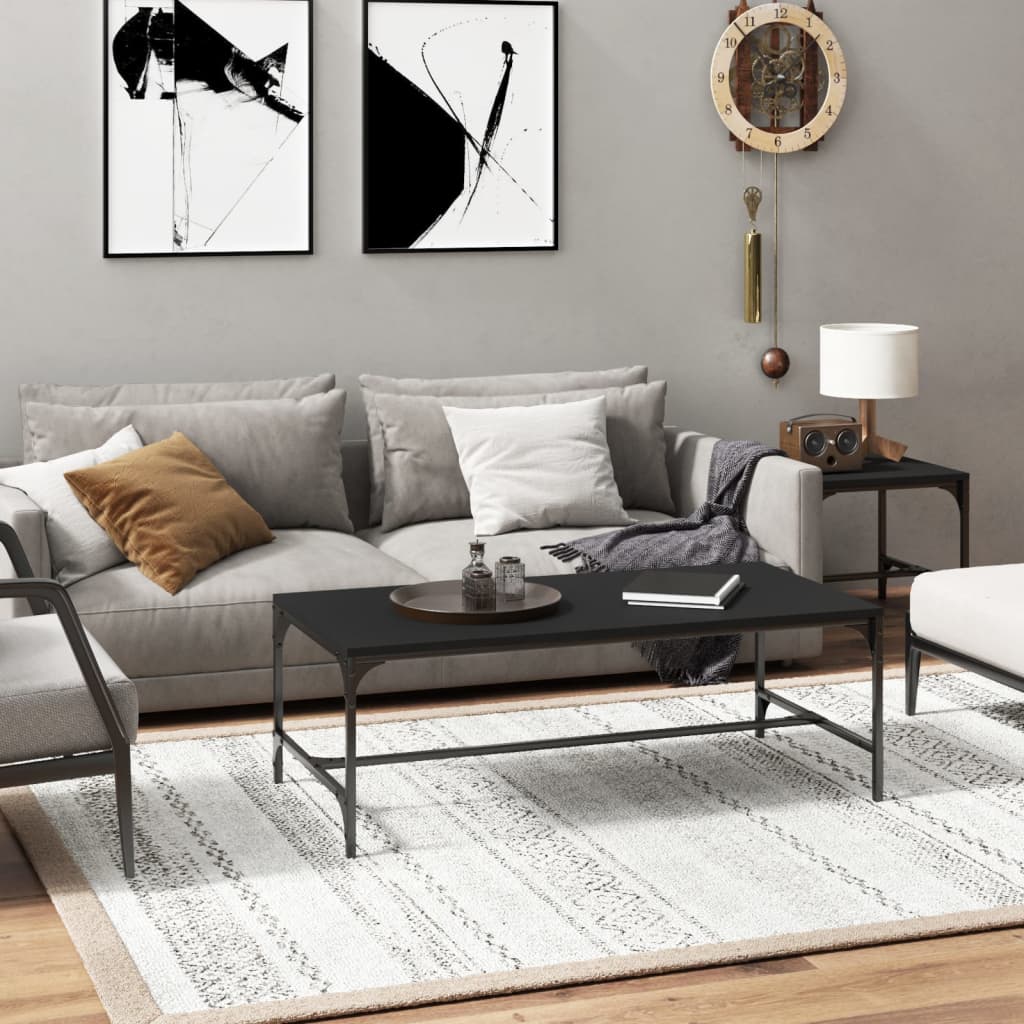 Salontafel 100x50x35 cm bewerkt hout zwart – afbeelding 1