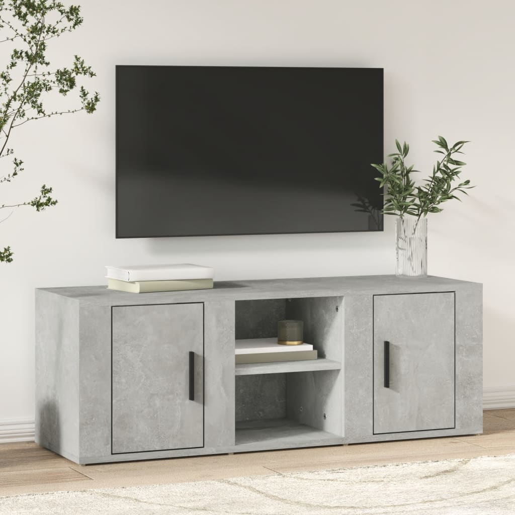 Tv-meubel 100x31,5x35 cm bewerkt hout betongrijs – afbeelding 1