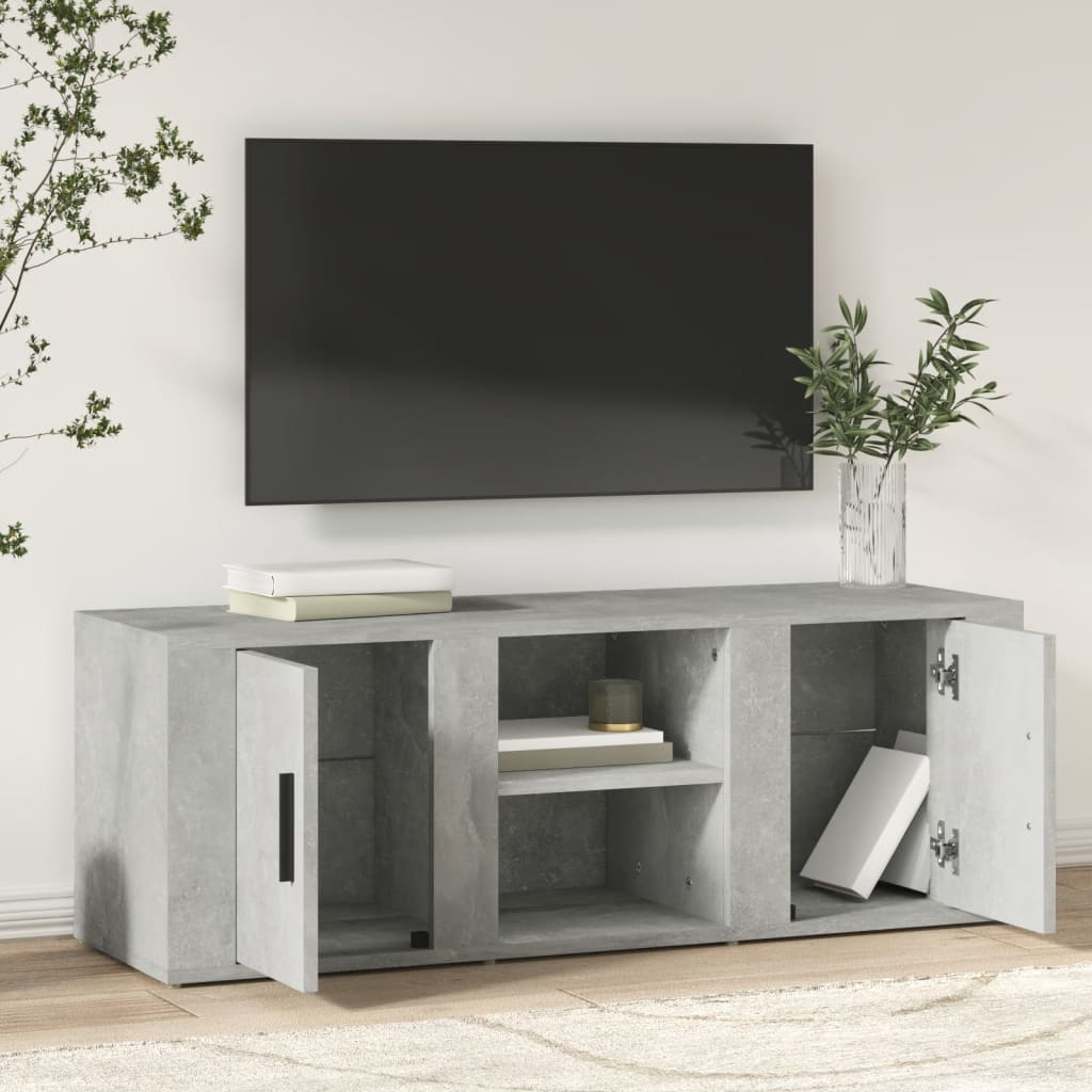 Tv-meubel 100x31,5x35 cm bewerkt hout betongrijs – afbeelding 3