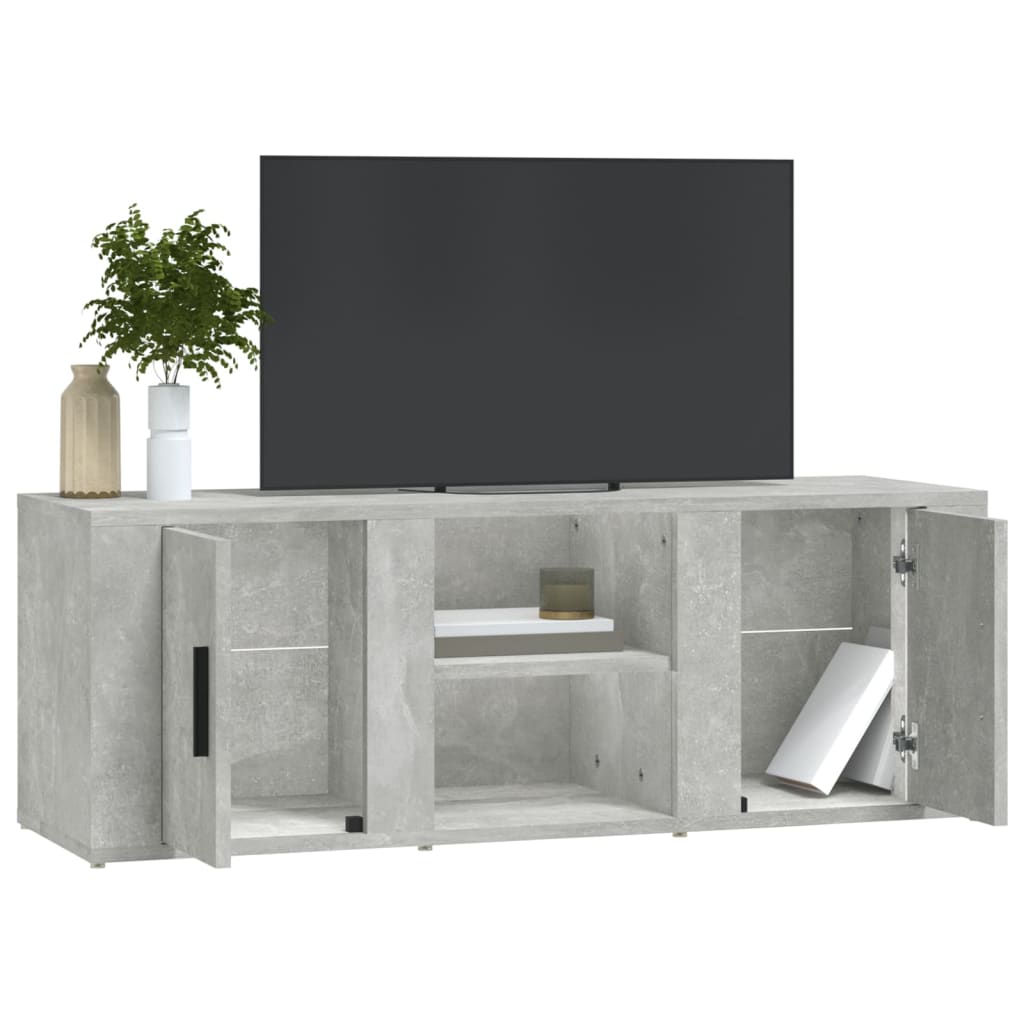 Tv-meubel 100x31,5x35 cm bewerkt hout betongrijs – afbeelding 4