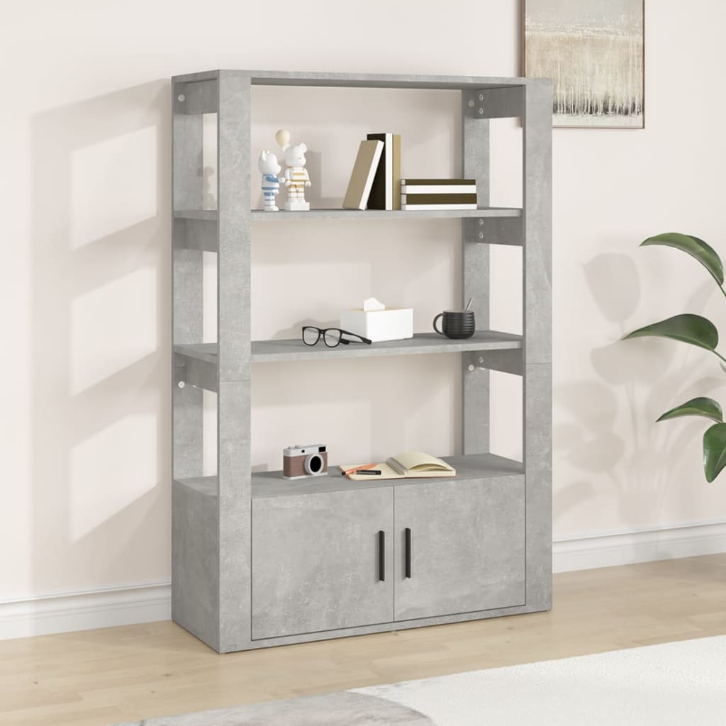 Dressoir 80x30x119,5 cm bewerkt hout betongrijs