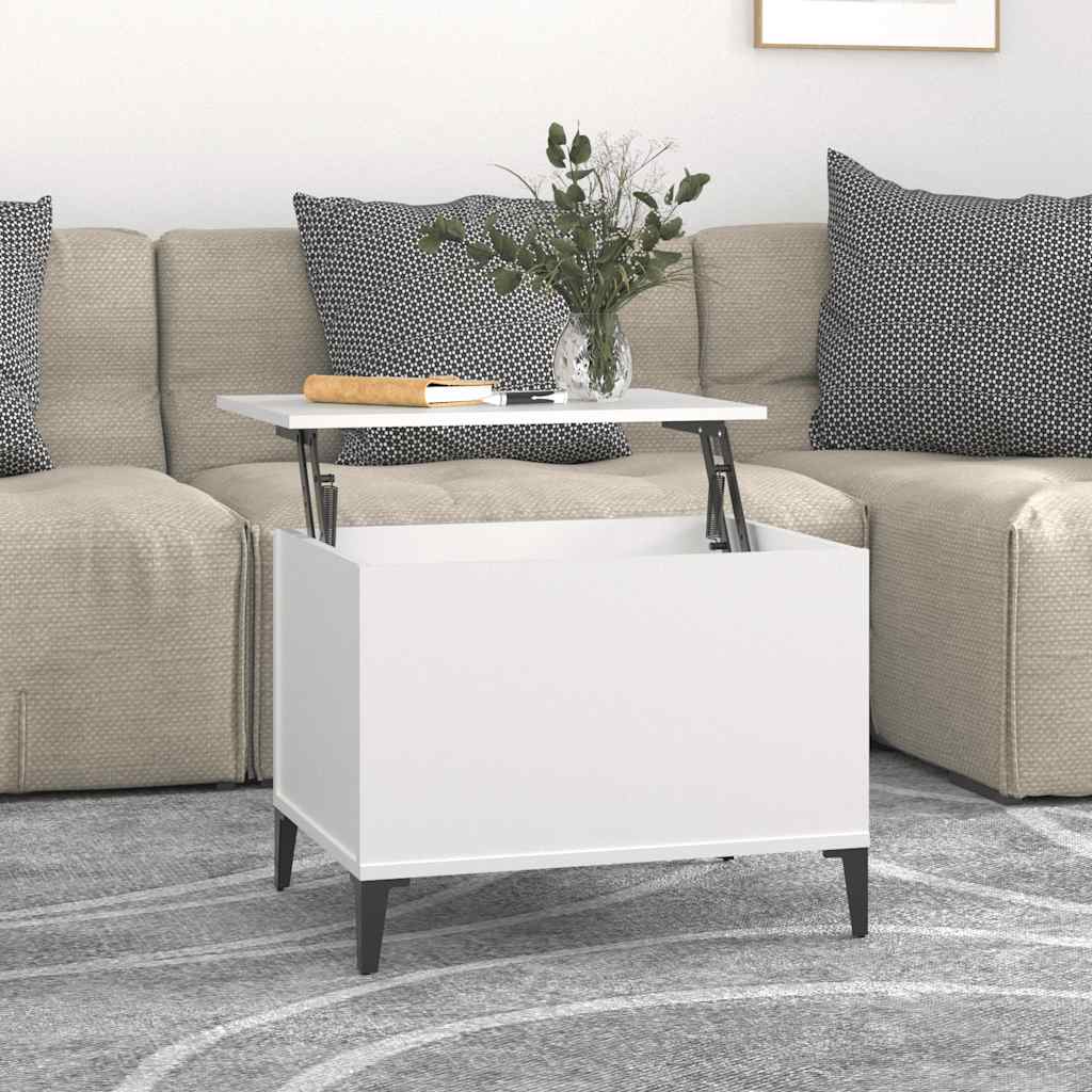 Salontafel 60x44,5x45 cm bewerkt hout wit – afbeelding 1