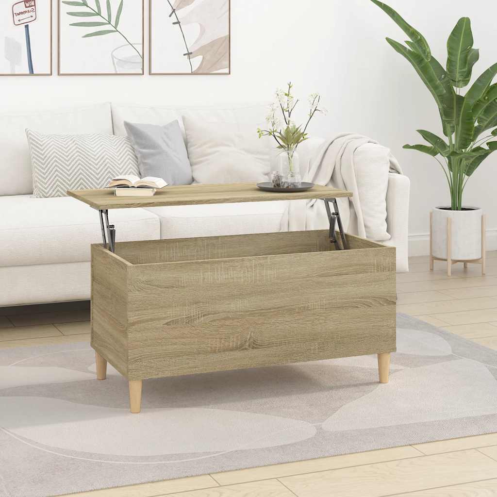 Salontafel 90x44,5x45 cm bewerkt hout sonoma eikenkleurig – afbeelding 1