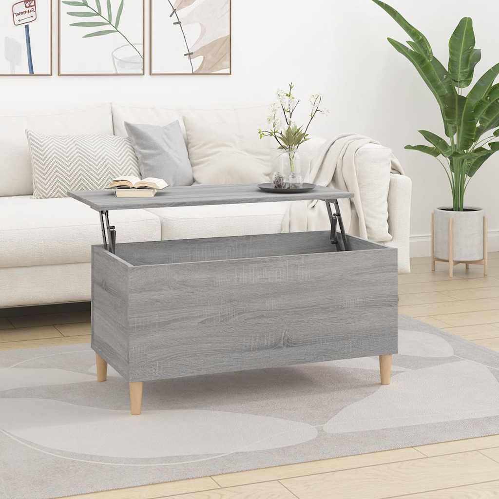 Salontafel 90x44,5x45 cm bewerkt hout grijs sonoma eikenkleurig