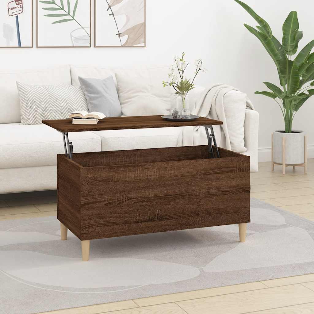 Salontafel 90x44,5x45 cm bewerkt hout bruin eikenkleur – afbeelding 1