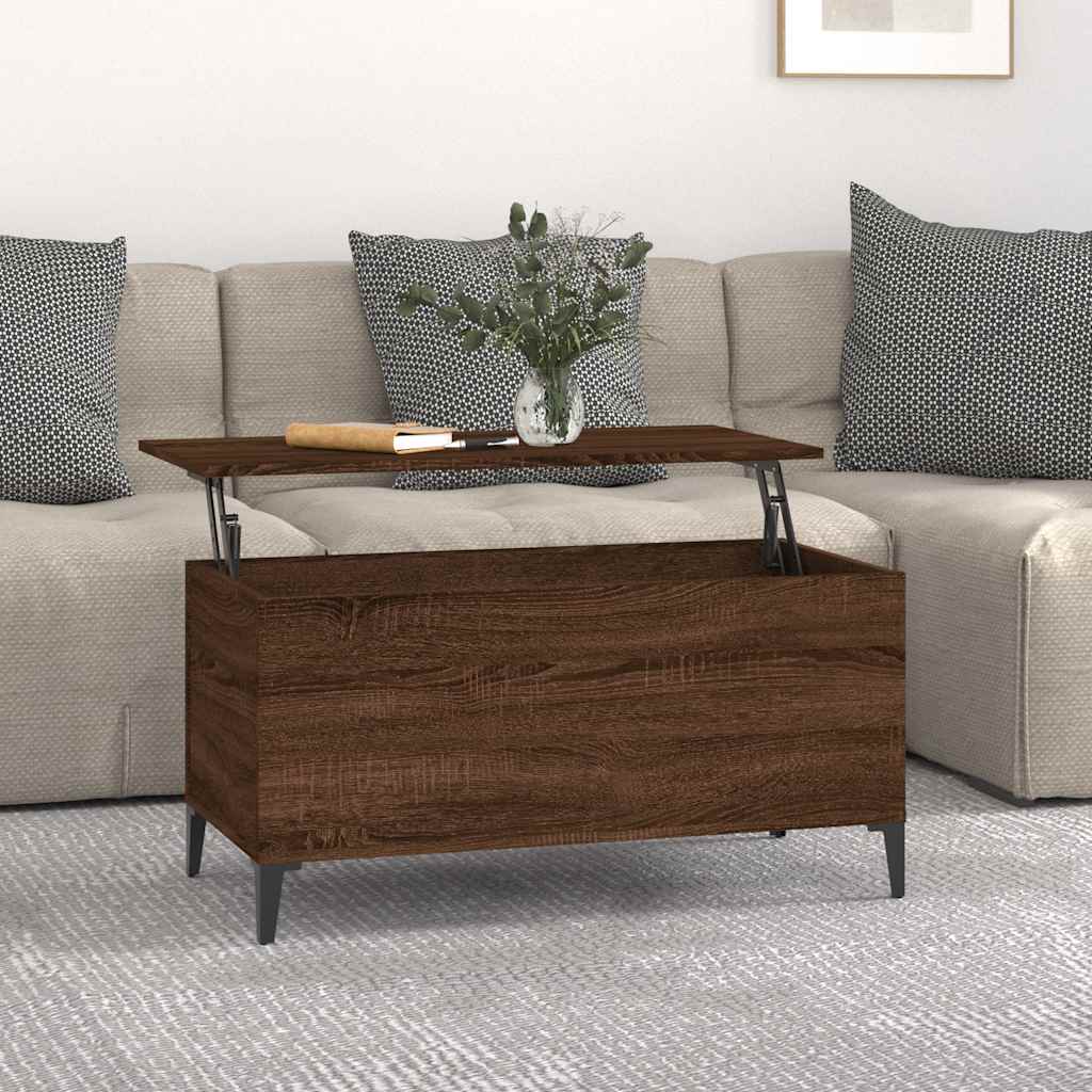 Salontafel 90x44,5x45 cm bewerkt hout bruin eikenkleur