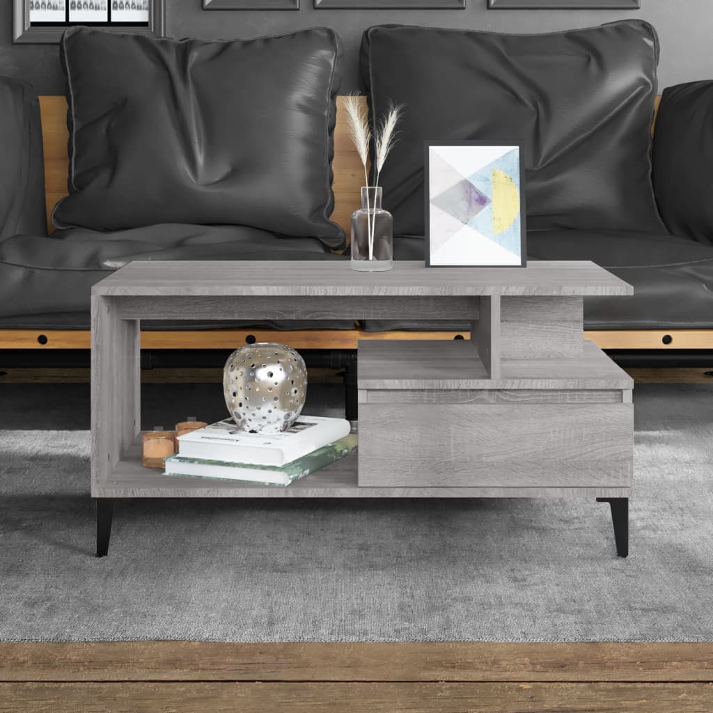 Salontafel 90x49x45 cm bewerkt hout grijs sonoma
