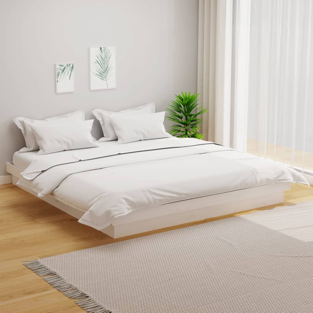 Bedframe massief hout wit 180x200 cm