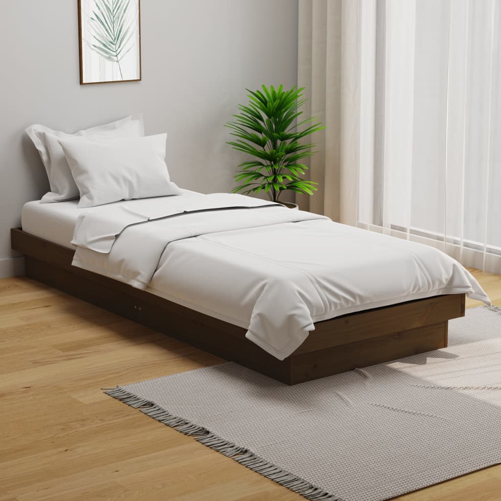 Bedframe massief hout honingbruin 75x190 cm