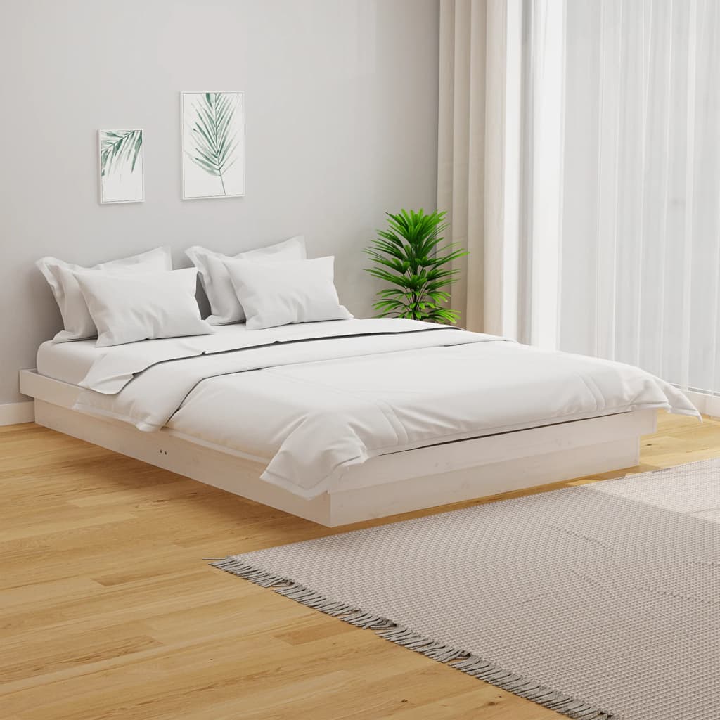 Bedframe massief hout wit 120x190 cm