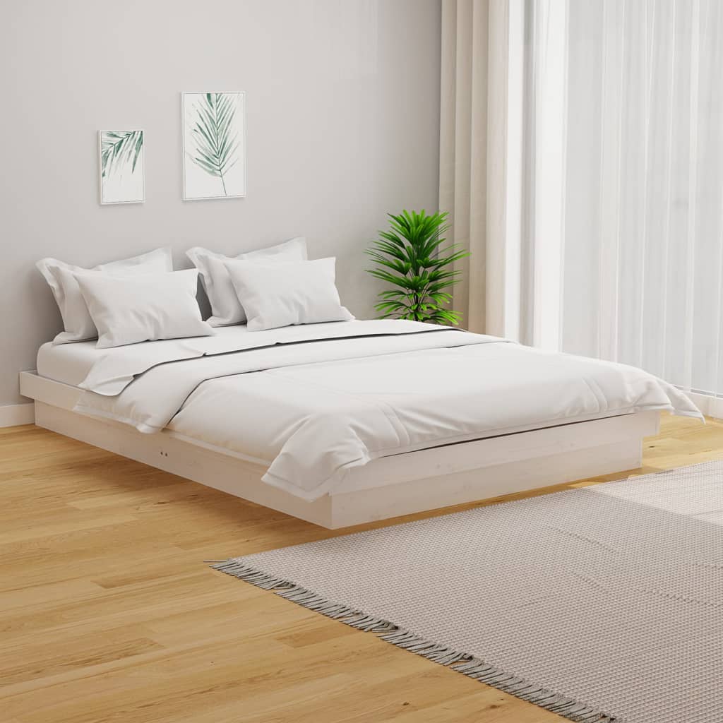 Bedframe massief hout wit 140x190 cm
