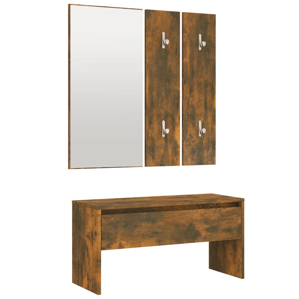 Garderobe set bewerkt hout gerookt eikenkleurig – afbeelding 2