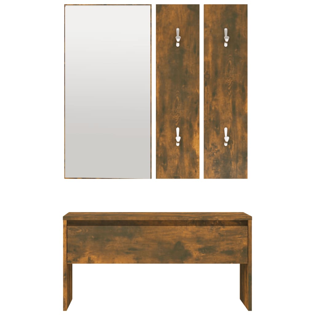 Garderobe set bewerkt hout gerookt eikenkleurig – afbeelding 5