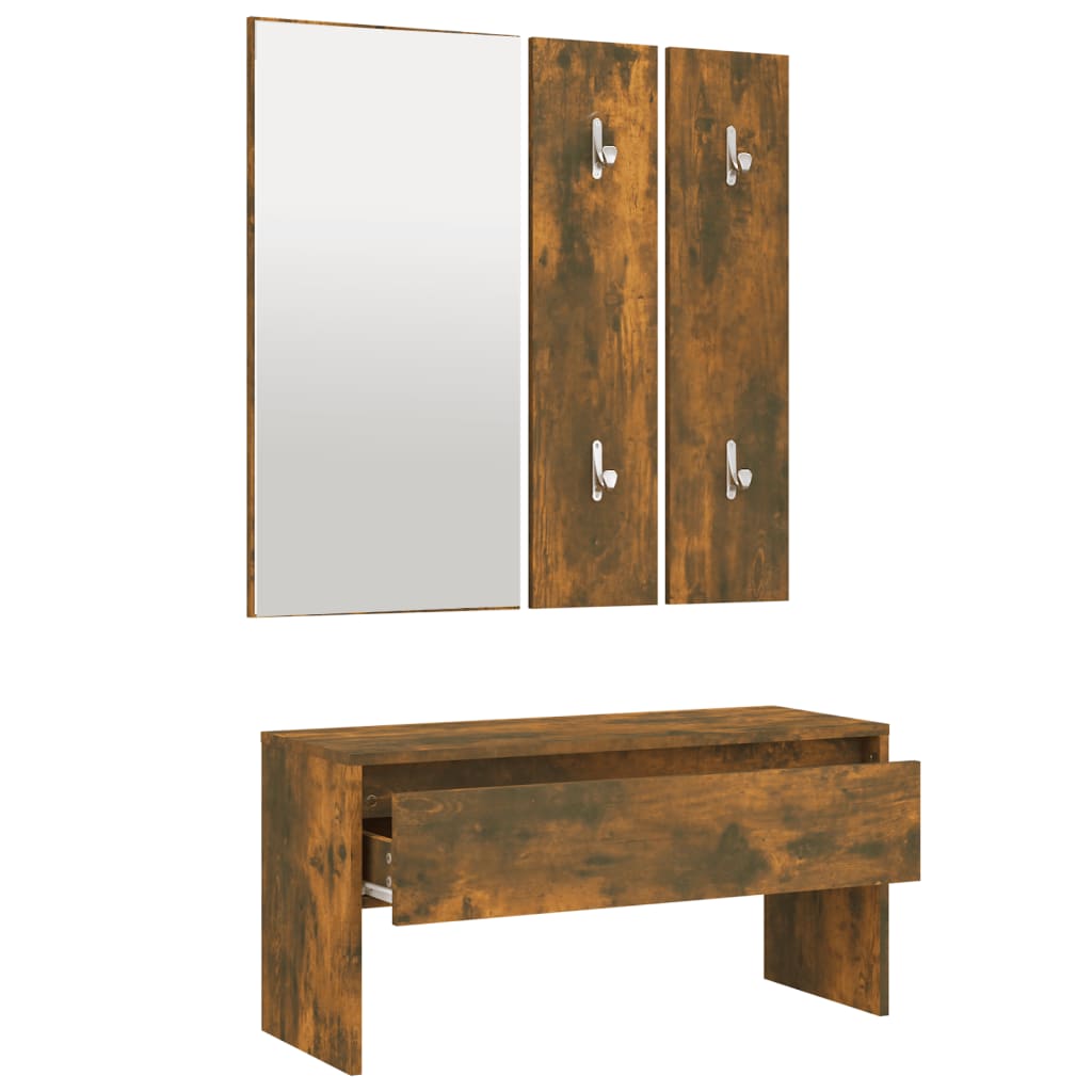 Garderobe set bewerkt hout gerookt eikenkleurig – afbeelding 6