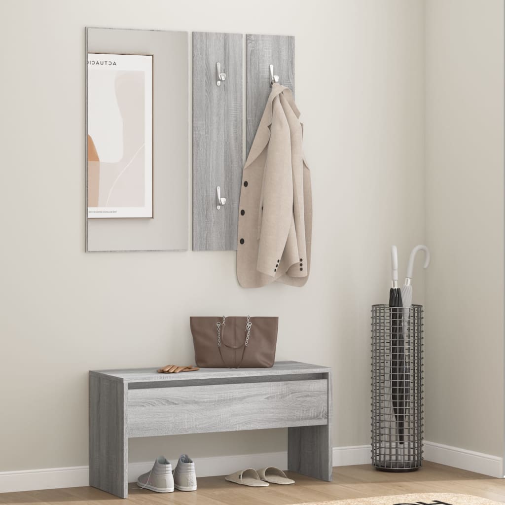 Garderobe set bewerkt hout grijs sonoma eikenkleurig