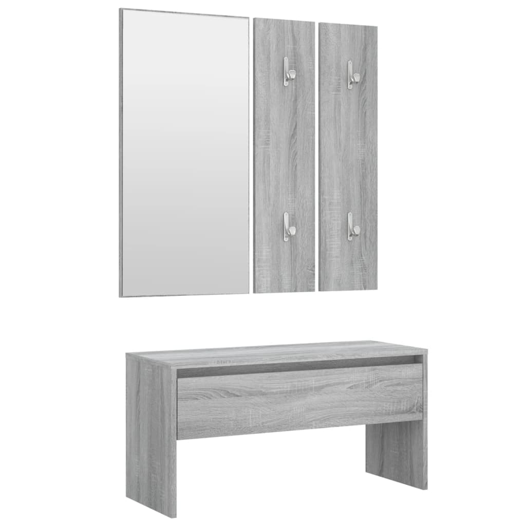 Garderobe set bewerkt hout grijs sonoma eikenkleurig – afbeelding 2