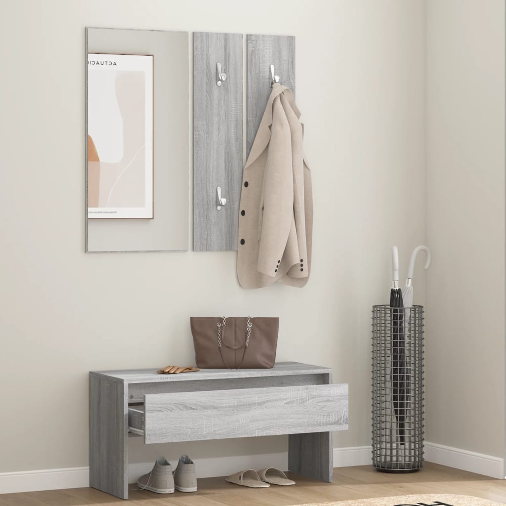 Garderobe set bewerkt hout grijs sonoma eikenkleurig – afbeelding 3