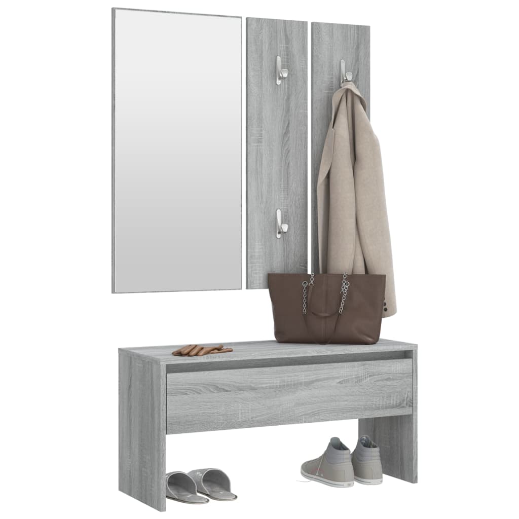 Garderobe set bewerkt hout grijs sonoma eikenkleurig – afbeelding 4