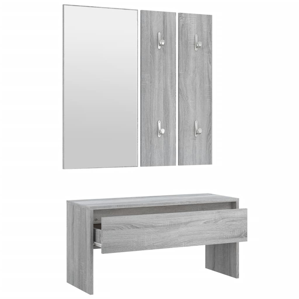 Garderobe set bewerkt hout grijs sonoma eikenkleurig – afbeelding 6