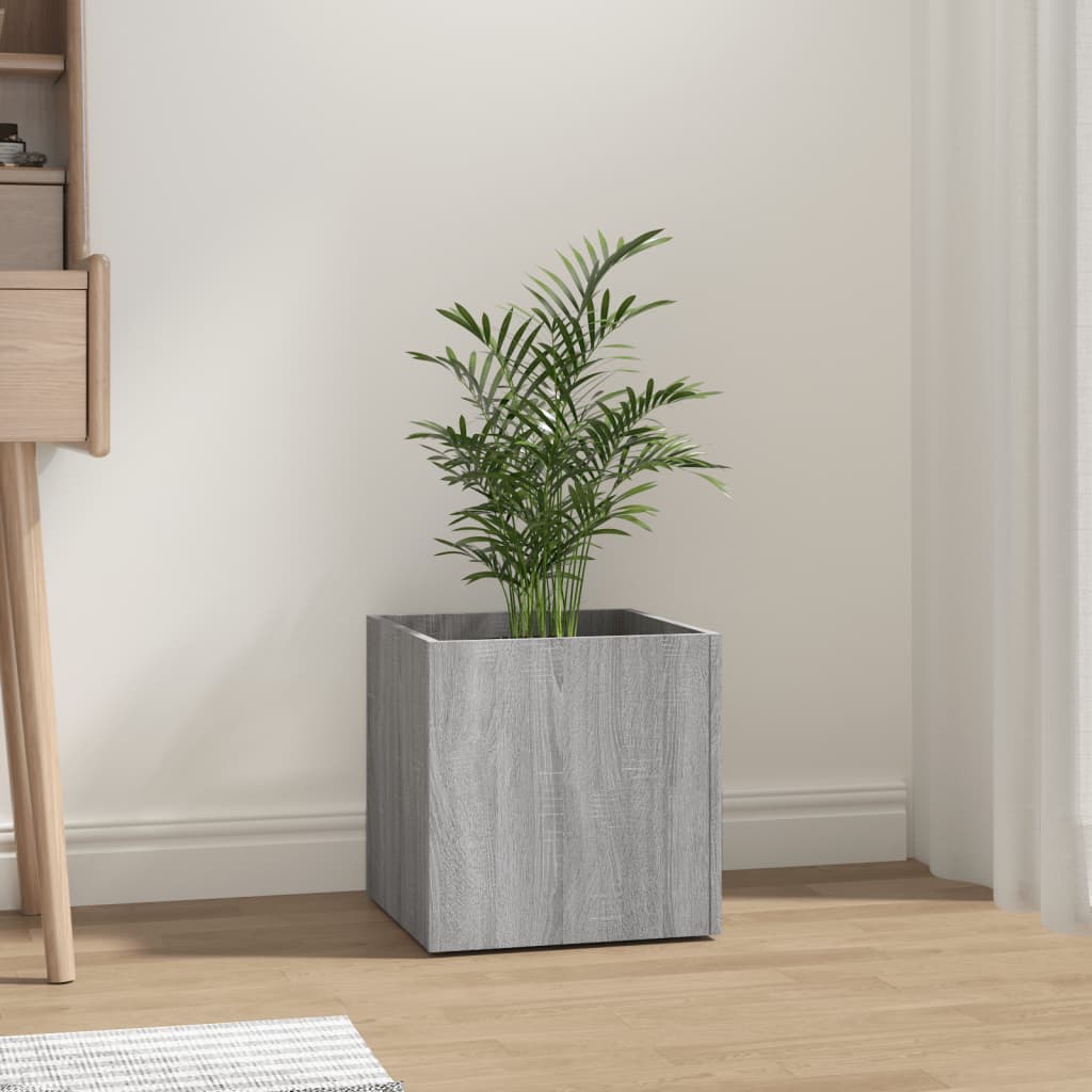 Plantenbak 40x40x40 cm bewerkt hout grijs sonoma eiken – afbeelding 3