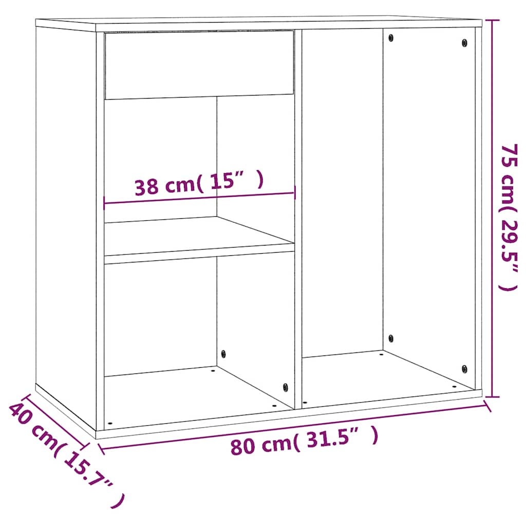Cosmeticakast 80x40x75 cm bewerkt hout bruin eikenkleur – afbeelding 8