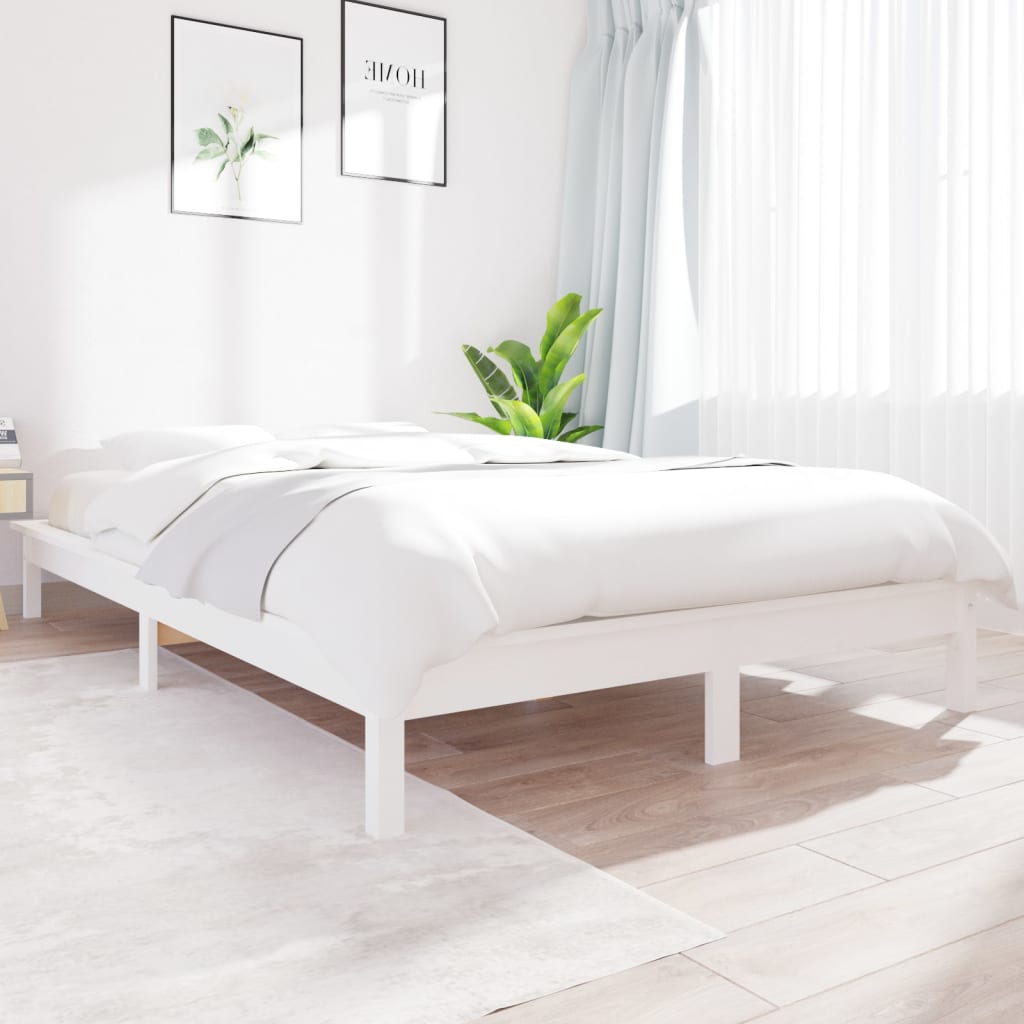 Bedframe massief grenenhout wit 160x200 cm – afbeelding 1