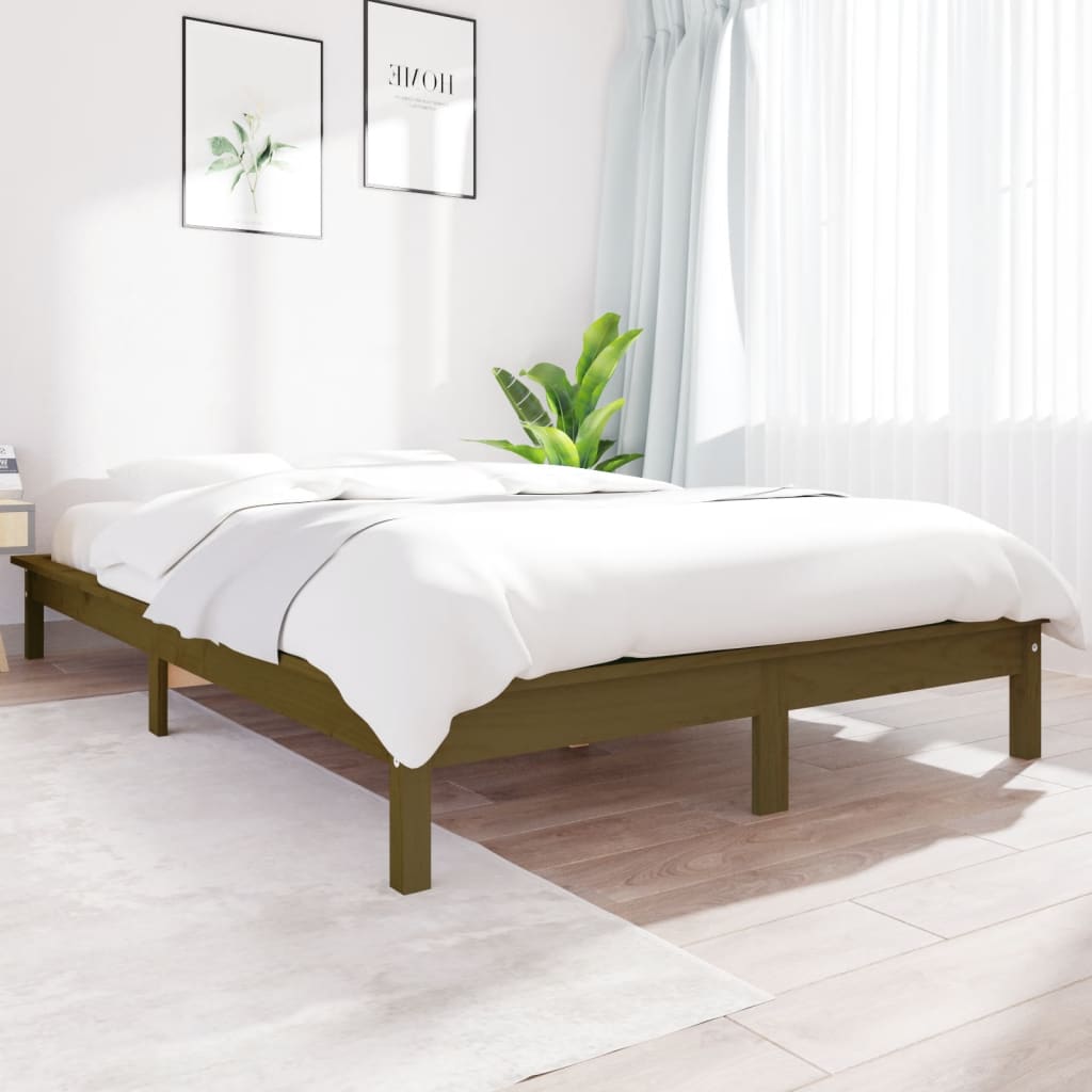 Bedframe massief hout honingbruin 180x200 cm