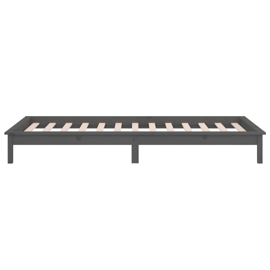 Bedframe LED massief hout grijs 90x200 cm – afbeelding 8