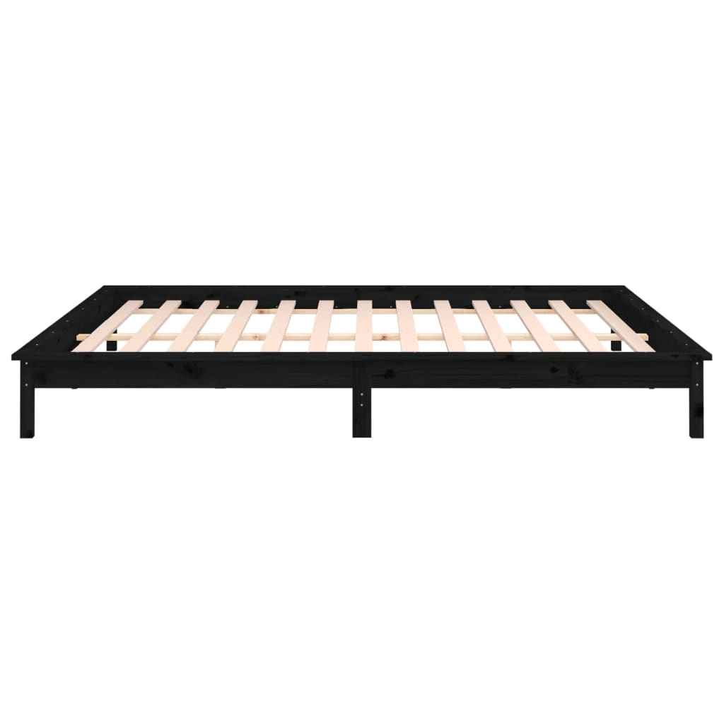 Bedframe LED massief hout zwart 200x200 cm – afbeelding 8