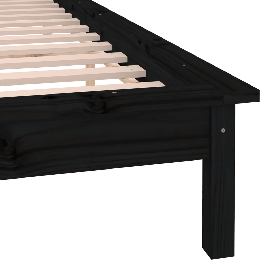 Bedframe LED massief hout zwart 200x200 cm – afbeelding 9