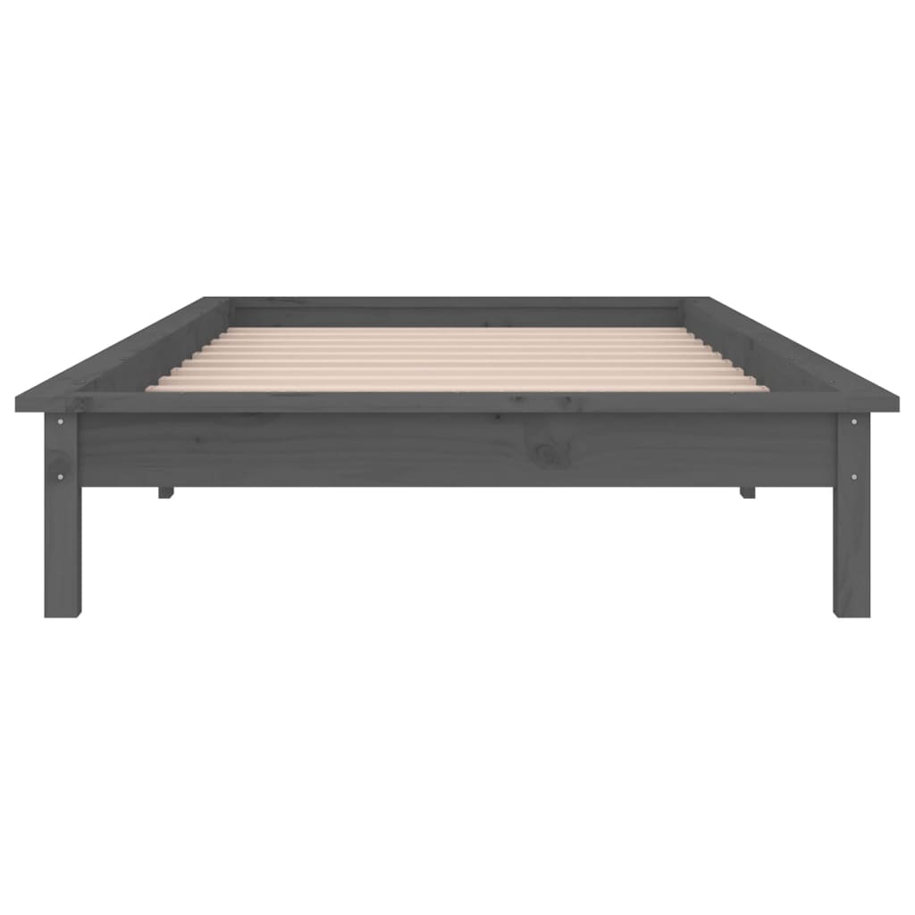 Bedframe LED massief hout grijs 75x190 cm 2FT6 – afbeelding 7