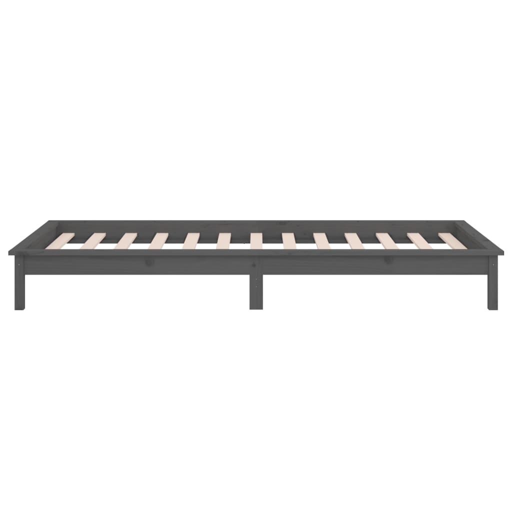 Bedframe LED massief hout grijs 75x190 cm 2FT6 – afbeelding 8
