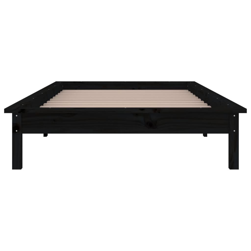 Bedframe LED massief hout zwart 75x190 cm – afbeelding 7