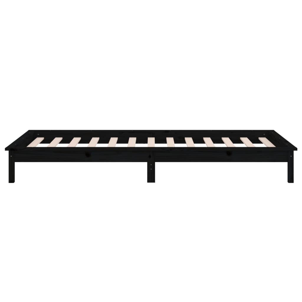 Bedframe LED massief hout zwart 75x190 cm – afbeelding 8